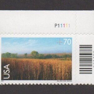 Scott# C136 "9 MILE PRAIRIE - NEBRASKA" S/A PLATE# SINGLE, MNH