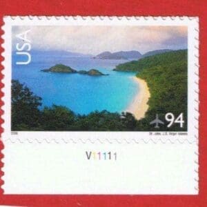 Scott# C145 "SAINT JOHN, VIRGIN ISLANDS" MNH S/A PLATE # SINGLE