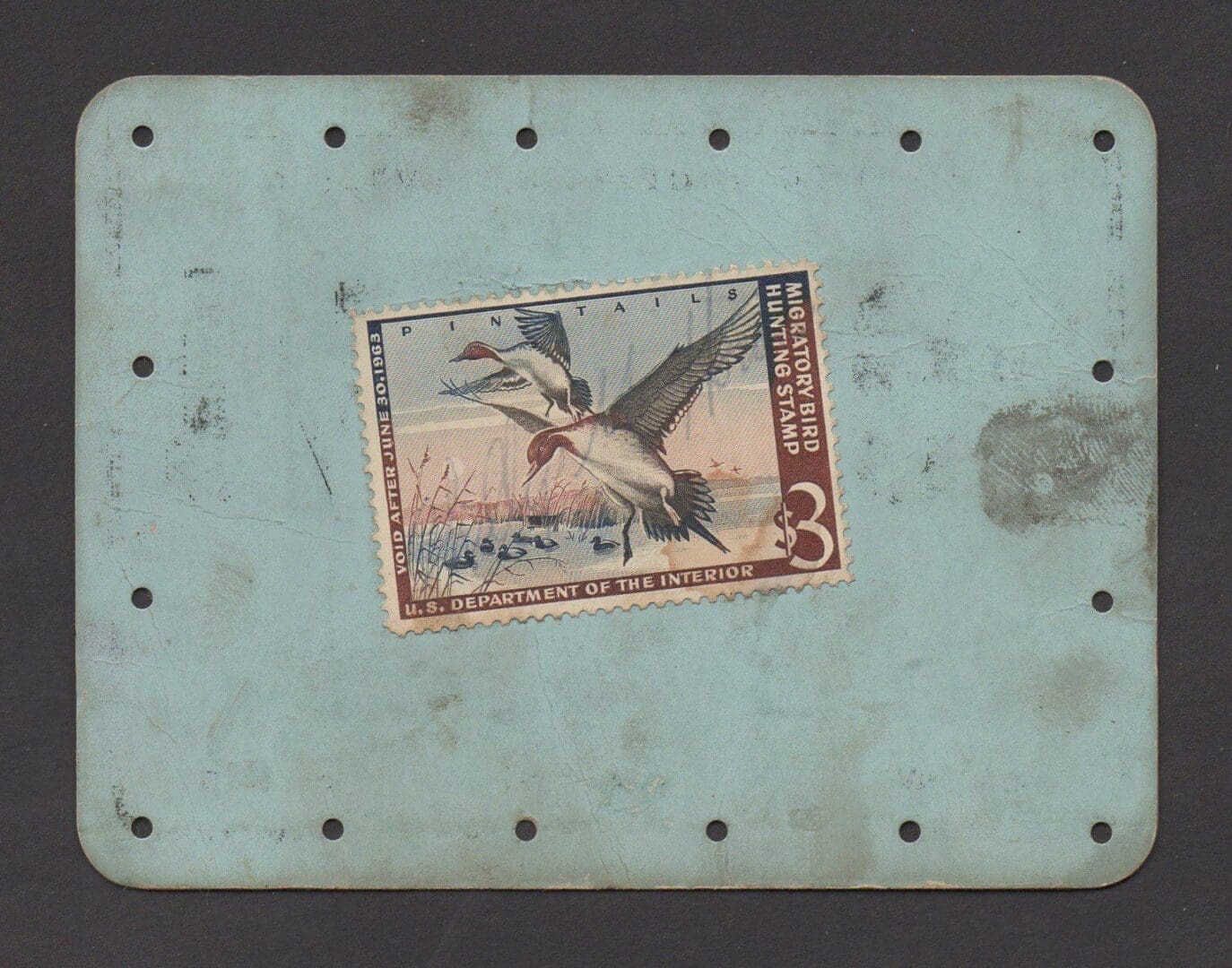 Scott# RW29 "DUCK STAMP" 1962 "PINTAIL DUCKS" USED ON HUNTING TAG