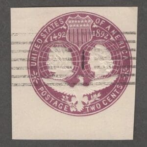 Scott# U349 "COLUMBIAN EXPO" 1893 ENVELOPE CUT SQUARE, CLEAN & SOUND
