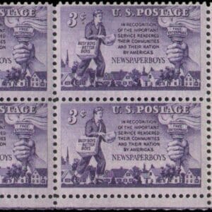 Scott# 1015 "NEWSPAPER BOY" MNH PLATE BLOCK (4) NICELY CENTERED