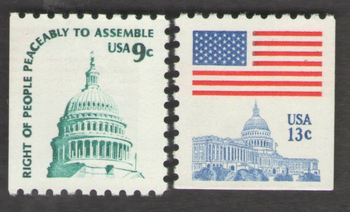 Scott# 1590A/1623b FLAG OVER CAPITOL & CAPITOL SINGLES SET, MNH