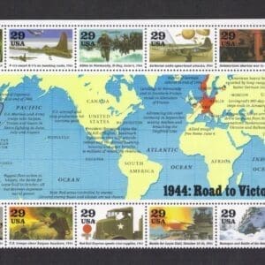 Scott# 2838 "WORLD WAR II-1944 ROAD TO VICTORY" SHEET (10) MNH
