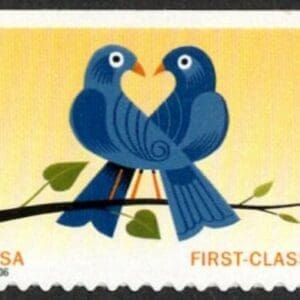 Scott# 3976 "TRUE BLUE LOVEBIRDS" S/A BOOKLET SINGLE, MNH