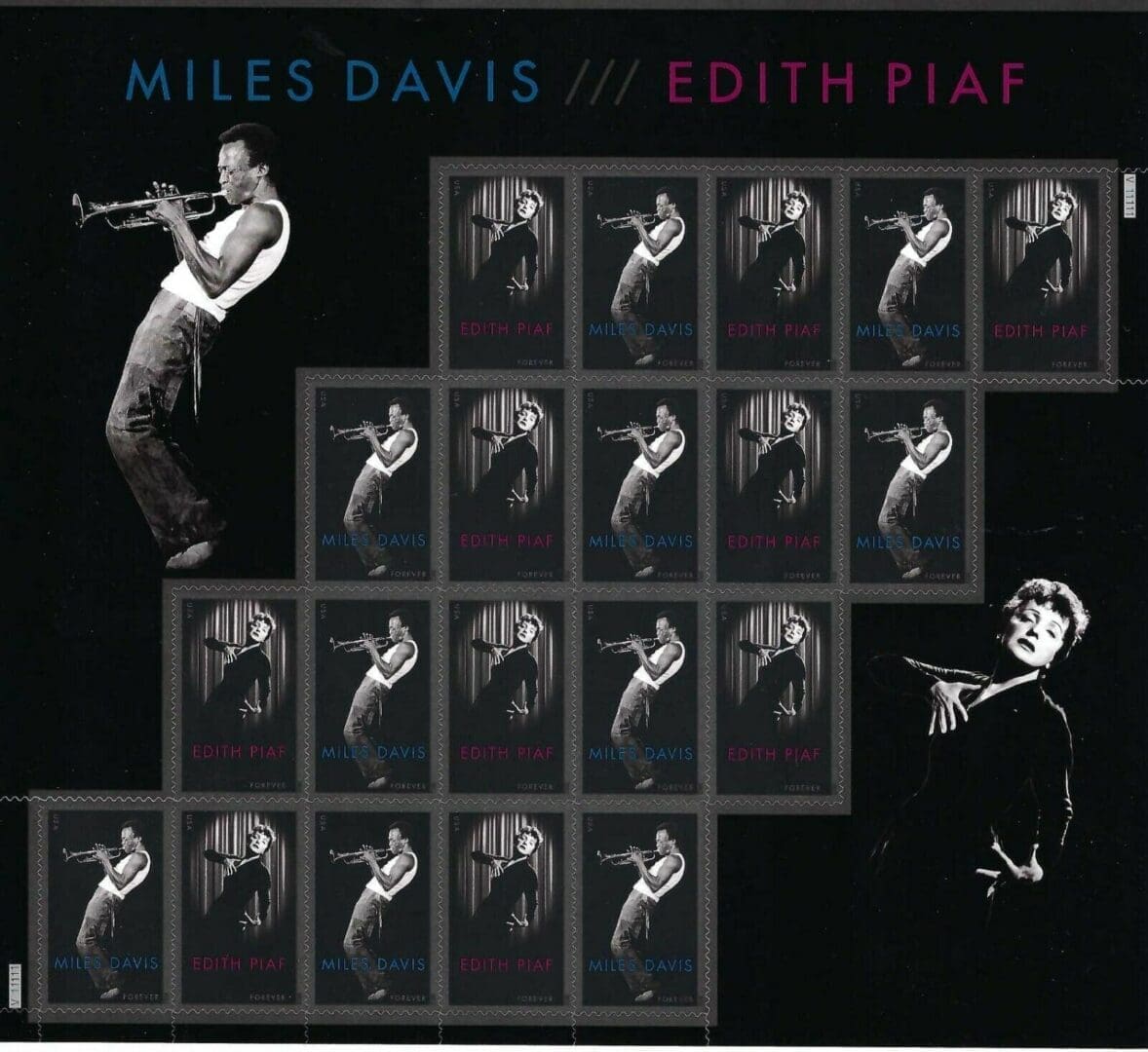 Scott# 4692-93 "EDITH PIAF & MILES DAVIS" S/A FULL SHEET (20) MNH