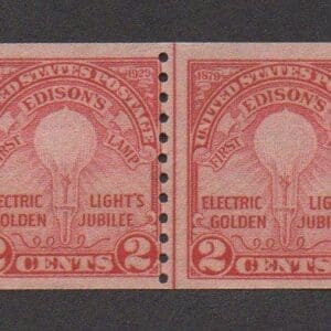 Scott# 656 "EDISON'S FIRST LAMP" JOINT COIL LINE PAIR, MINT, NG