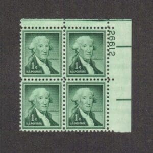 Scott# 1031 "GEORGE WASHINGTON" PLATE BLOCK (4) MNH