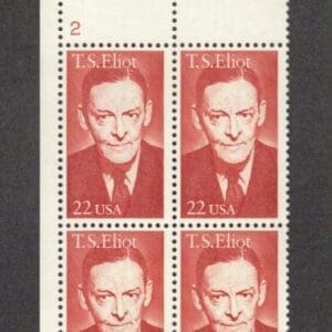 Scott# 2239 "T S ELLIOT-POET" MNH ZIP BLOCK (4) NICELY CENTERED