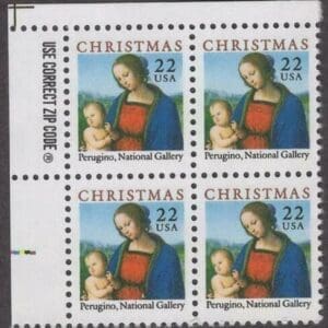 Scott# 2244 "MADONNA & CHILD" MNH ZIP BLOCK (4) NICELY CENTERED