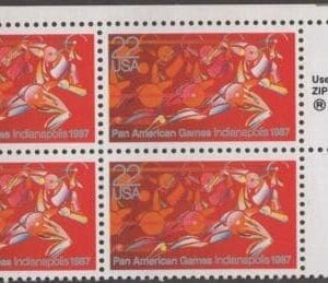 Scott# 2247 "PAN AMERICAN GAMES - RUNNER" ZIP BLOCK (4) MNH