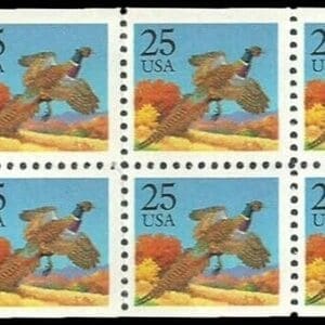 Scott# 2283 "PHEASANT" BOOKLET PANE (10) WITH PLATE# A1111, MNH