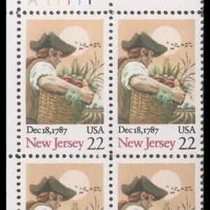 Scott# 2338 "NEW JERSEY STATEHOOD" PLATE  BLOCK (4) MINT