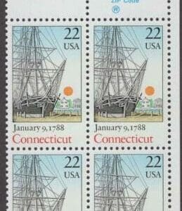 Scott# 2340 "CONNECTICUT BICENTENARY" ZIP BLOCK (4) MNH