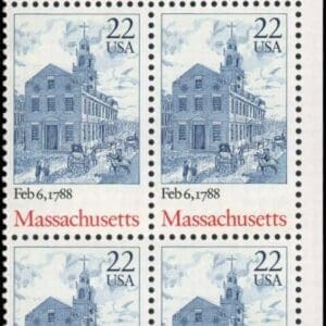 Scott# 2341 "MASSACHUSETTS BICENTENARY" ZIP BLOCK (4) MNH