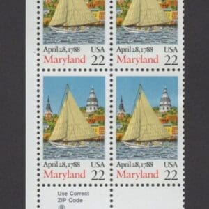 Scott# 2342 "MARYLAND STATEHOOD BICENTENNIAL" ZIP BLOCK (4) MNH