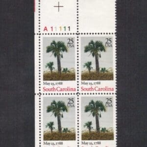 Scott# 2343 "SOUTH CAROLINA STATEHOOD" PLATE BLOCK (4) MNH
