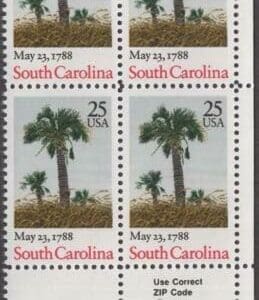 Scott# 2343 "SOUTH CAROLINA STATEHOOD" ZIP BLOCK (4) MNH