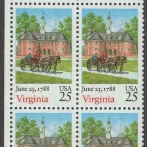 Scott# 2345 "VIRGINIA STATEHOOD BICENTENNIAL" ZIP BLOCK (4) MNH