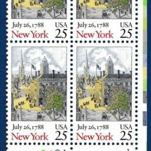 Scott# 2346 "NEW YORK STATEHOOD" PLATE BLOCK (4) MNH WITH BICENTENNIAL COVER