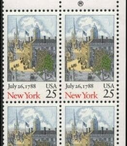 Scott# 2346 "NEW YORK STATEHOOD" MNH ZIP BLOCK (4)NICELY CENTERED