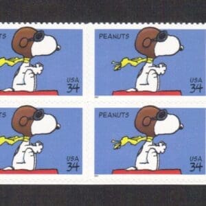 Scott# 3507 "PEANUTS" MNH PLATE BLOCK (4) NICELY CENTERED