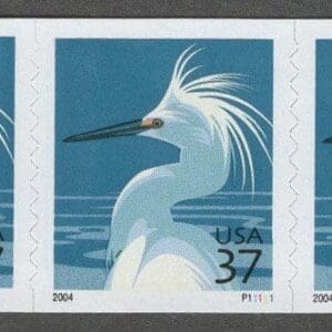 Scott# 3829A "SNOWY EGRET" 2004 PNC3 PLATE # P11111, NICELY CENTERED