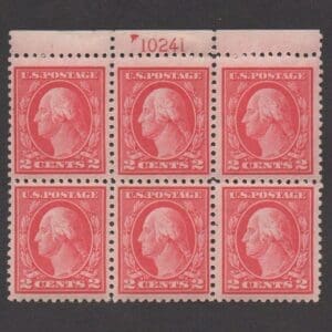 Scott# 499 "WASHINGTON" MPH PLATE BLOCK (6) VERY NICELY CENTERED