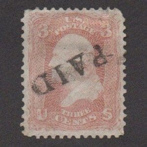 Scott# 65 WASHINGTON USED WITH "PAID" CANCEL, NICELY CENTERED