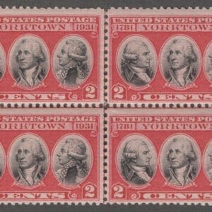 Scott# 703 "YORKTOWN" BLOCK (4) MNH W/HORIZONTAL & VERTICAL CENTER LINES
