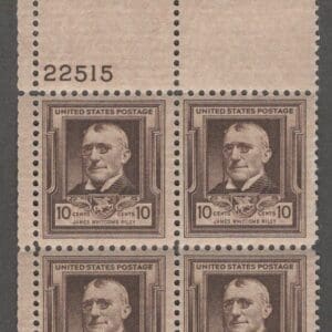 Scott# 868 "J.W. RILEY-FAMOUS AMERICANS" MNH PLATE BLOCK (4)