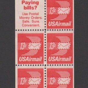 Scott# C79a "WINGED AIRMAIL ENVELOPE" BKLT PANE (5)+ SLOGAN#8 MNH