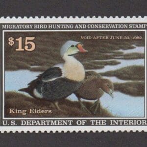 Scott# RW58 "DUCK STAMP" 1991 "KING EIDERS" MNH, NICELY CENTERED