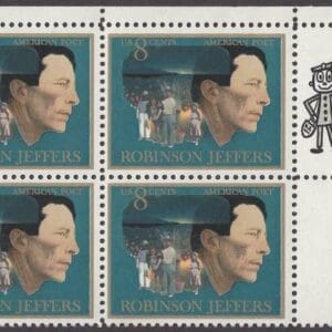 Scott# 1485 "ROBINSON JEFFERS-POET" MNH ZIP+MAIL EARLY BLOCK (4)