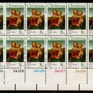 Scott# 1507 "CHRISTMAS" PLATE BLOCK (12) MNH, NICELY CENTERED