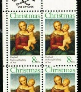 Scott# 1507 "CHRISTMAS" MR ZIP BLOCK (4) MNH, NICELY CENTERED