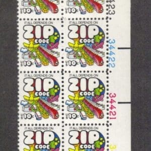Scott# 1511 "MAIL TRANSPORT - ZIP CODE" PLATE BLOCK (8) MNH