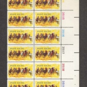 Scott# 1528 "HORSE RACING - KENTUCKY DERBY" PLATE BLOCK (12) MNH
