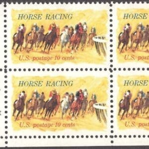 Scott# 1528 "HORSE RACING - KENTUCKY DERBY" ZIP BLOCK (4) MNH