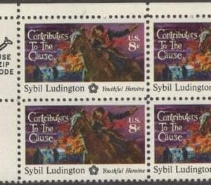 Scott# 1559 "BICENTENNIAL - SYBIL LUDINGTON" ZIP BLOCK (4) MNH
