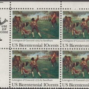 Scott# 1563 "LEXINGTON CONCORD" MNH MR ZIP & MAIL EARLY BLOCK (4)