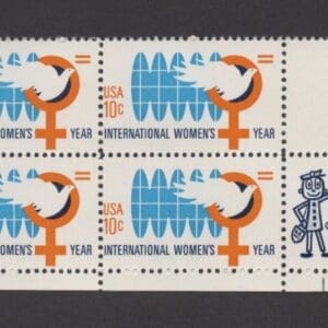 Scott# 1571 "INTERNATIONAL WOMEN'S YEAR" ZIP BLOCK (4) MNH