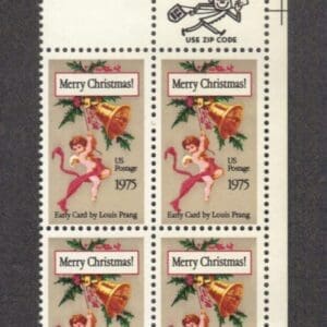 Scott# 1580 "CHRISTMAS CARD" MR ZIP BLOCK (4) MNH