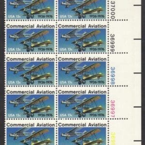 Scott# 1684 "COMMERCIAL AVIATION" PLATE BLOCK (10) MNH