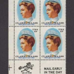 Scott# 1699 "CLARA MAASS-BIRTH CENTENARY" ZIP & ME BLOCK (4) MNH