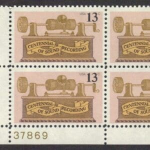 Scott# 1705 "PHONOGRAPH CENTENARY" PLATE BLOCK (4) MNH