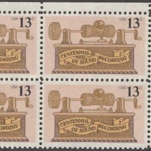 Scott# 1705 "PHONOGRAPH CENTENARY" MR ZIP BLOCK (4) MNH