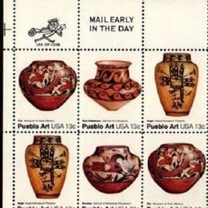 Scott# 1706-09 "PUEBLO POTTERY" MR ZIP+MAIL EARLY BLOCK (6) MNH