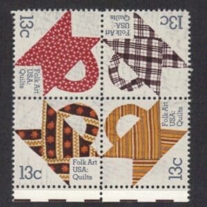 Scott# 1745-48 "AMERICAN FOLK ART - DESIGN QUILTS" BLOCK (4) MNH