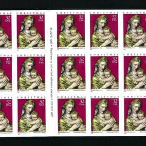 Scott# 3244A "MADONNA & CHILD" BOOKLET PANE (20) + LABEL, MNH - Image 2