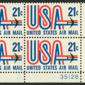 Scott# C81"USA & JET" PLATE BLOCK (4) MNH, NICELY CENTERED